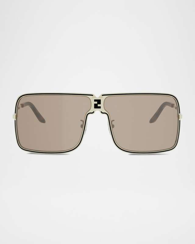Fendiness Metal Semi-Shield Sunglasses